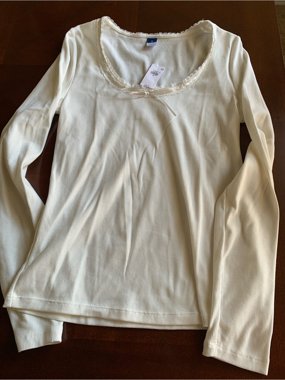 Old Navy Women’s Lace-Trim Long Sleeve Top - Cream